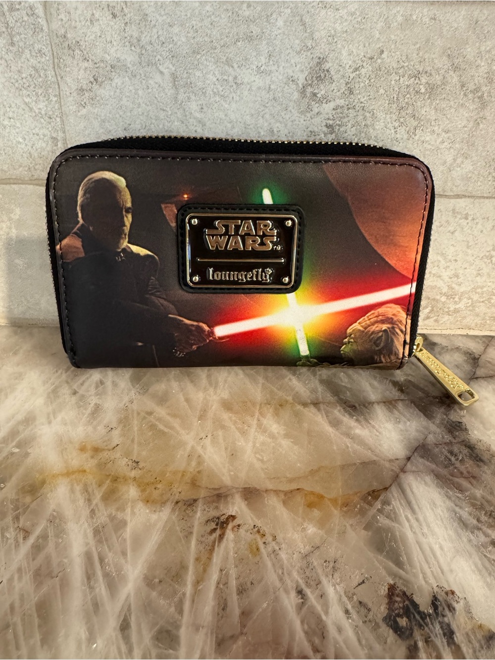 Star Wars Loungefly Lightsaber Zip Wallet - Black with Multi-Color Accents